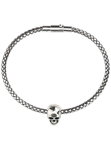 Skull Head Metal Cord Bracelet Silver - ALEXANDER MCQUEEN - BALAAN 1