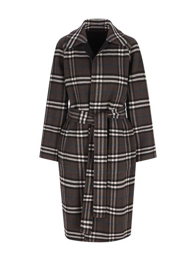 Check Reversible Tunbridge Wrap Wool Single Coat Black - BURBERRY - BALAAN 4