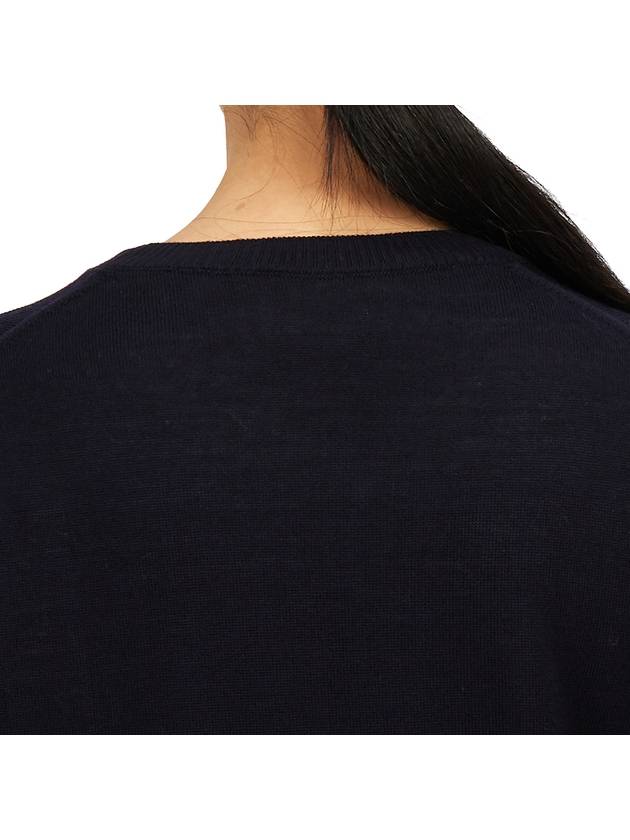 Heart Logo Crew Neck Merino Wool Knit Top Blue - AMI - BALAAN 8