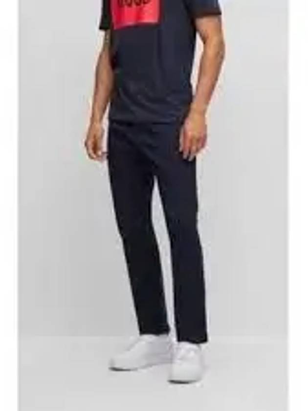 Slim Fit Stretch Cotton Satin Chino Straight Pants Navy - HUGO BOSS - BALAAN 2