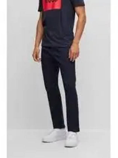 Slim Fit Stretch Cotton Satin Chino Straight Pants Navy - HUGO BOSS - BALAAN 2