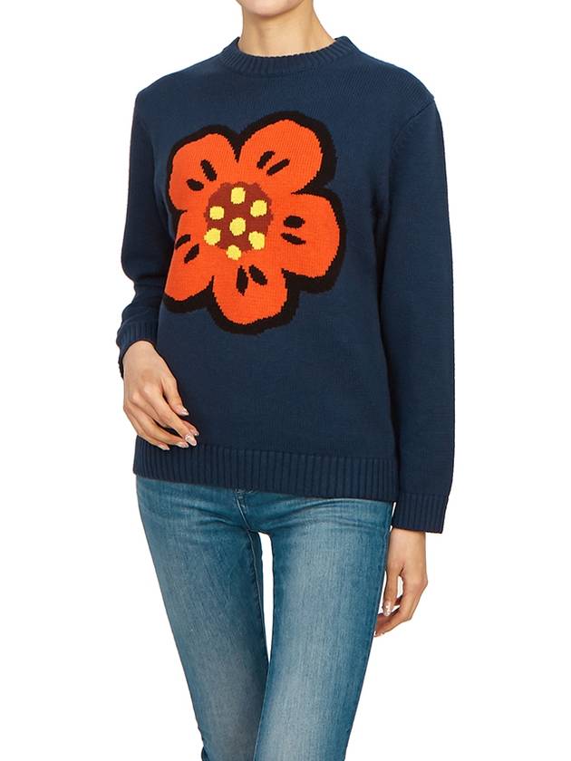 Kids Knit Sweatshirt K2583384A Blue - KENZO - BALAAN 6