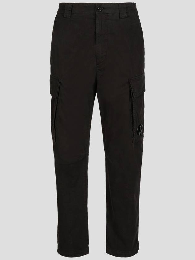 Lens Wappen Stretch Satin Relaxed Fit Cargo Straight Pants Black - CP COMPANY - BALAAN 3