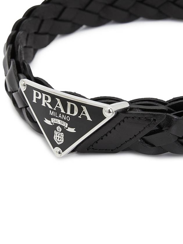 Triangle Logo Leather Belt Black - PRADA - BALAAN 6