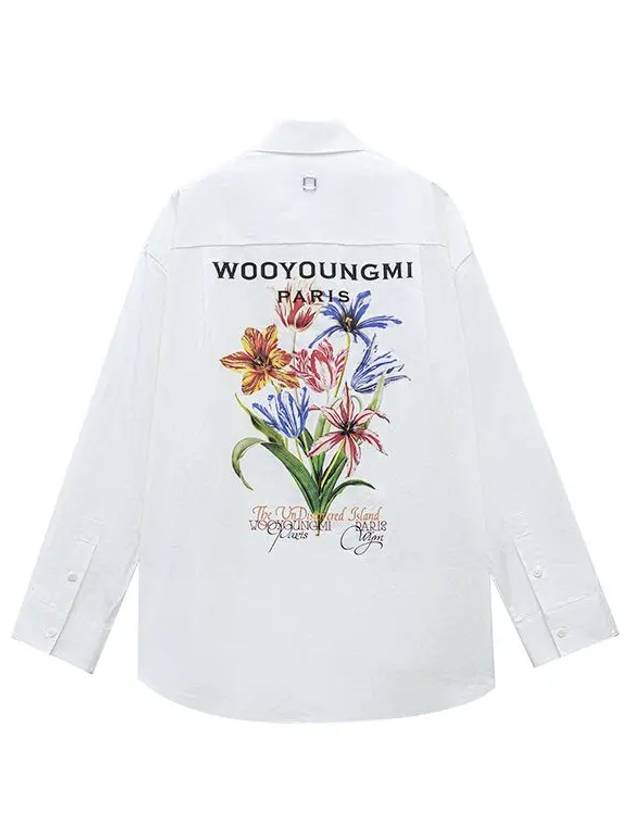 Flower Cotton Long Sleeve Shirt White - WOOYOUNGMI - BALAAN 2