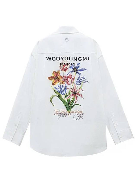 Flower Print Long Sleeve Shirt White - WOOYOUNGMI - BALAAN 2