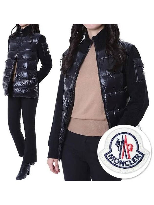 Pocket logo patch padded layered women s knit zip up 9B00013 M1131 999 - MONCLER - BALAAN 2