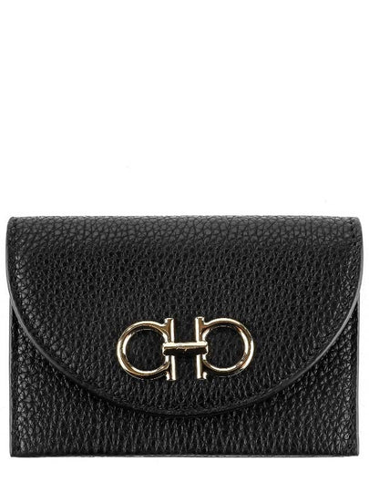 Gancini Compact Card Wallet Black - SALVATORE FERRAGAMO - BALAAN 2