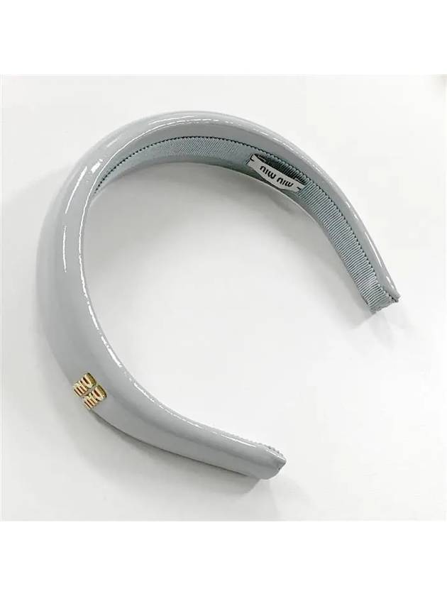 Women's Logo Patent Leather Headband Cornflower - MIU MIU - BALAAN 4