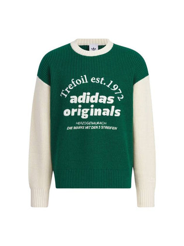 Classic Sports Embroidered Logo Knit Top Ivory Green - ADIDAS - BALAAN 1