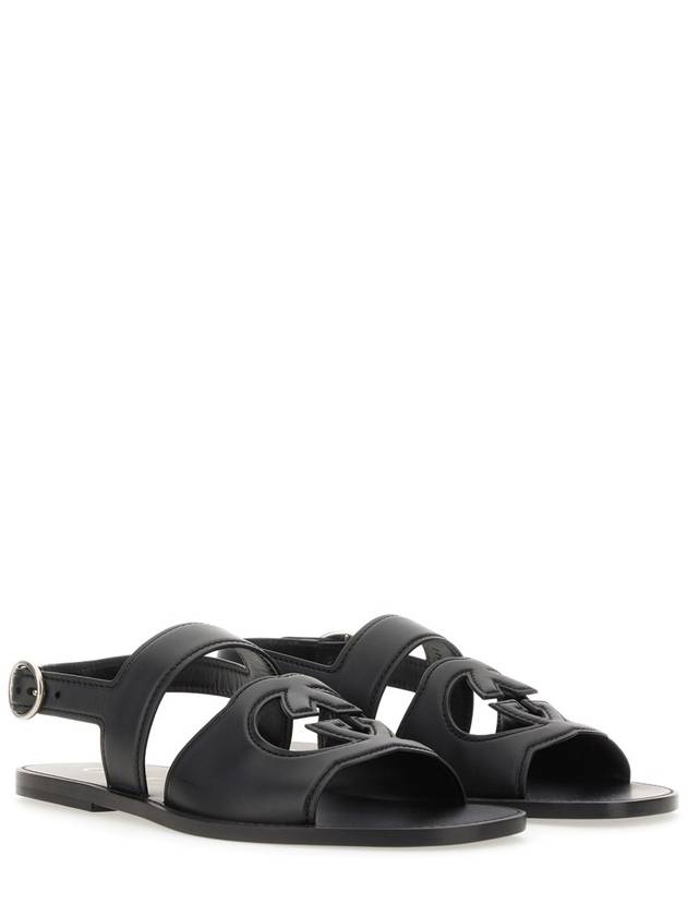 Men's Interlocking G Leather Sandals Black - GUCCI - BALAAN 2