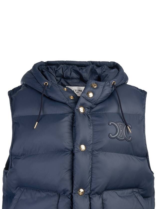 Triomphe Patch Hooded Down Vest Light Navy - CELINE - BALAAN 5