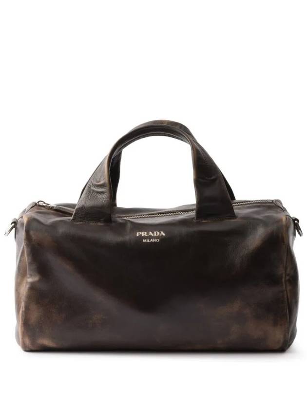 Small Nappa Leather Duffel Bag Brown - PRADA - BALAAN 2