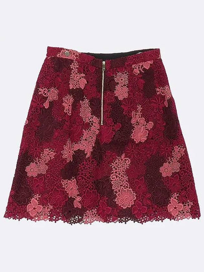 4023106 Pink burgundy color cotton blend flower pattern women s skirt 40 - BURBERRY - BALAAN 2