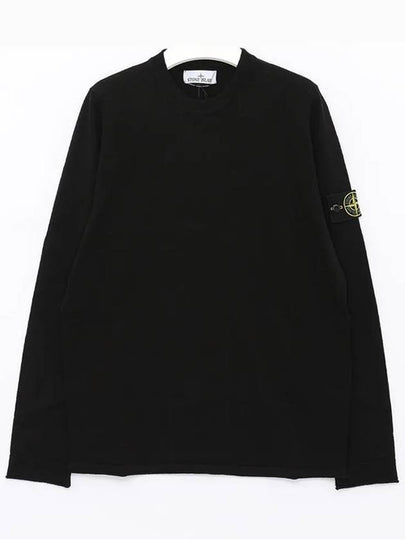 Raw Hand Cotton Crewneck Knit Top Black - STONE ISLAND - BALAAN 2