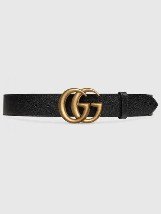 GG Marmont Double G Buckle Wide Leather Belt Black - GUCCI - BALAAN 2