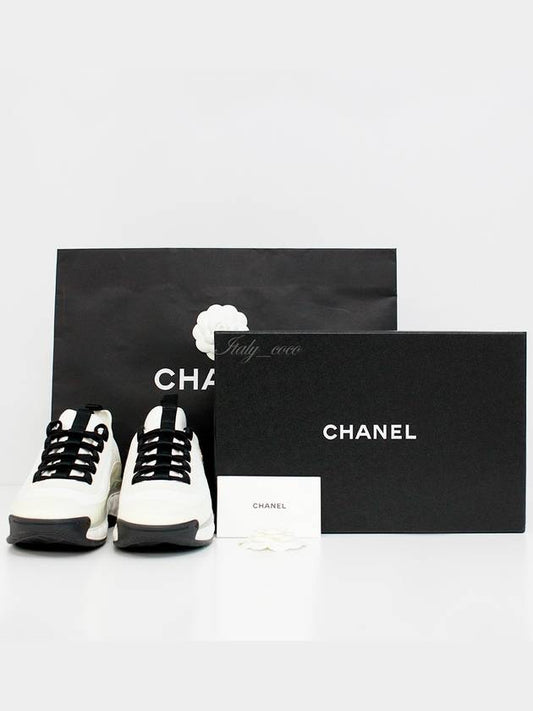 Mixed Fibers Velvet Calfskin Low Top Sneakers Ivory - CHANEL - BALAAN 2