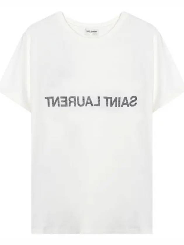 Reverse Logo T Shirt Men s Short Sleeve Tee - SAINT LAURENT - BALAAN 1