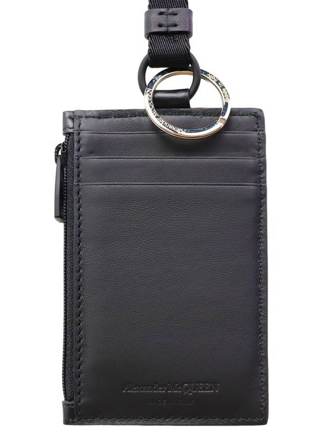 Logo Print Leather Strap Card Wallet Black - ALEXANDER MCQUEEN - BALAAN 4