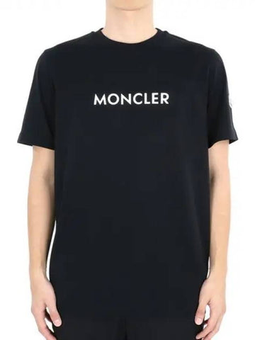 Men s Logo Patch Cotton Short Sleeve Black 8C00034 89AJS 999 1065234 - MONCLER - BALAAN 1