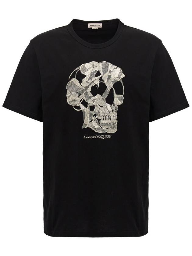 Skull Embroidery Short Sleeve T-Shirt Black - ALEXANDER MCQUEEN - BALAAN 2