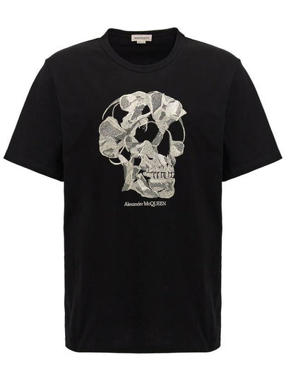 Skull Embroidery Short Sleeve T-Shirt Black - ALEXANDER MCQUEEN - BALAAN 2