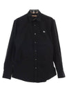 Cambridge Warhorse Embroidered Logo Men s Cotton Long Sleeve Shirt Black - BURBERRY - BALAAN 1