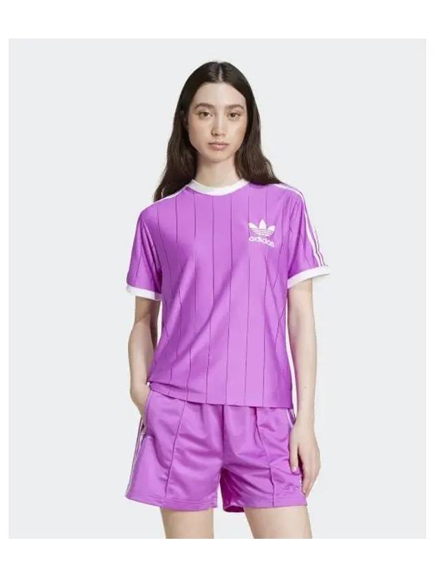 3 Pinstripe Loose Fit Short Sleeved T-Shirt Purple - ADIDAS - BALAAN 2