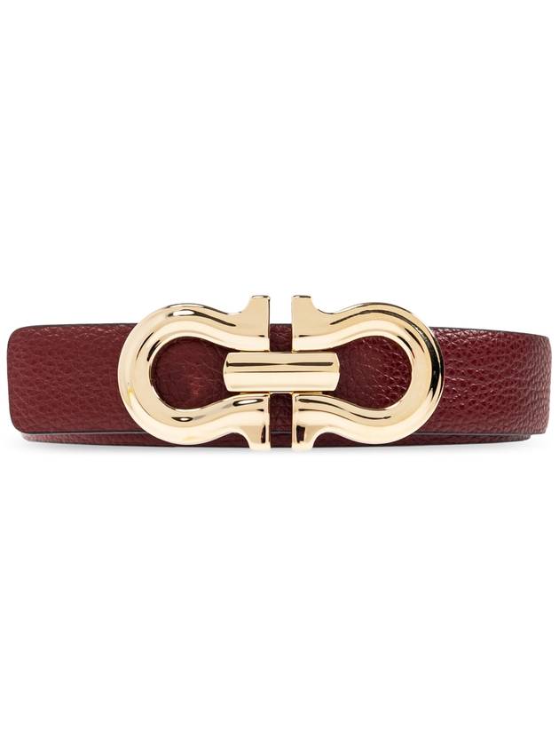 FERRAGAMO Leather Belt, Women's, Burgundy - SALVATORE FERRAGAMO - BALAAN 1