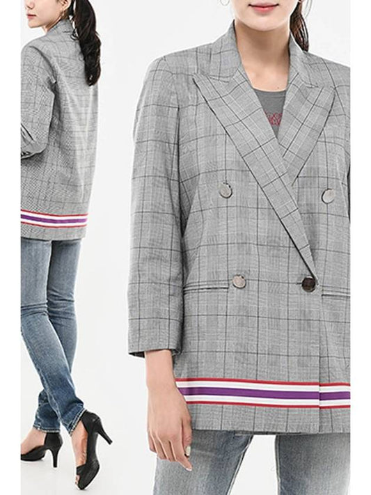 3H2G79 Emporio Check Double Breasted Jacket Gray 2N4BZ F101 - EMPORIO ARMANI - BALAAN 2