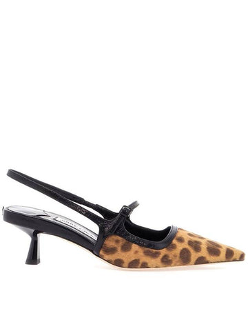 leopard print leather pumps with 45mm heel and pointed toe - JIMMY CHOO - BALAAN 1