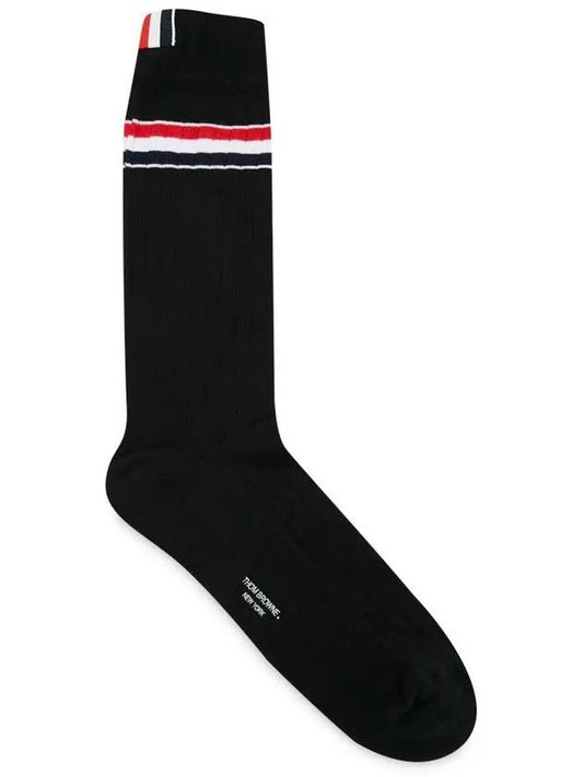 Athletic Striped Ribbed Cotton Socks Black - THOM BROWNE - BALAAN 2