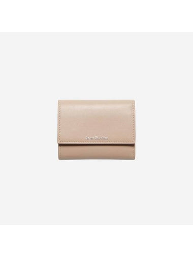 Logo Tri-Fold Leather Half  Wallet Taupe Beige - ACNE STUDIOS - BALAAN 1