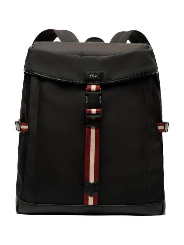 stripe detail buckle backpack black - BALLY - BALAAN 1