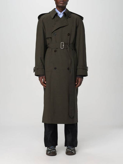 Double-Breasted Stretch Wool Trench Coat Military - BURBERRY - BALAAN 2