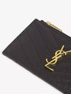 Monogram Fragment Zipper Card Wallet Black - SAINT LAURENT - BALAAN 5