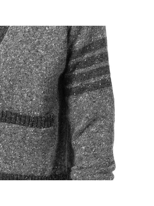 Men's Jersey Stitch Mohair Tweed 4 Lines V-Neck Cardigan Grey - THOM BROWNE - BALAAN 5