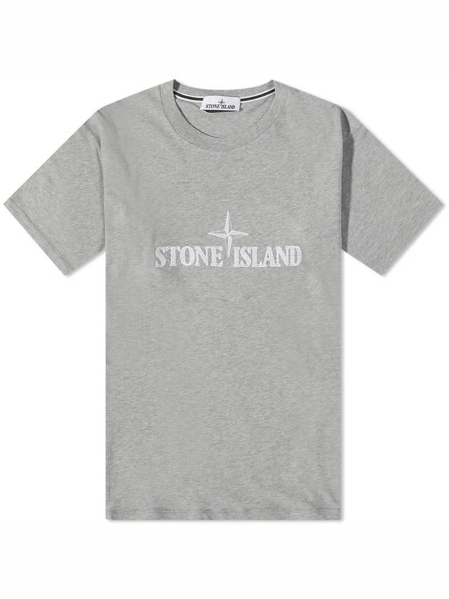 Stitches Two Embroidery Short Sleeve T-Shirt Melange Grey - STONE ISLAND - BALAAN 6