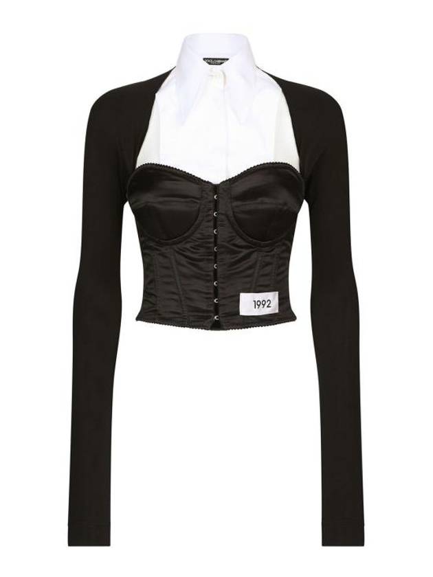 Jersey Satin Poplin Corset Blouse Black - DOLCE&GABBANA - BALAAN 1