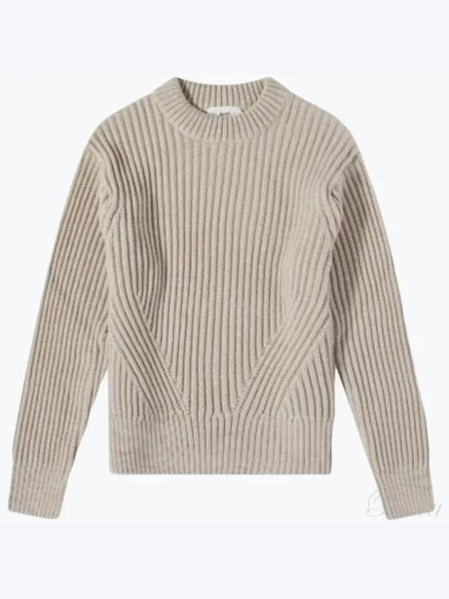 Wool Knit Top Beige - AMI - BALAAN 2