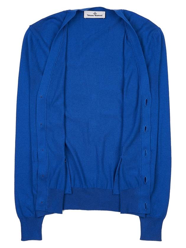 ORB Logo V-Neck Cardigan Blue - VIVIENNE WESTWOOD - BALAAN 10