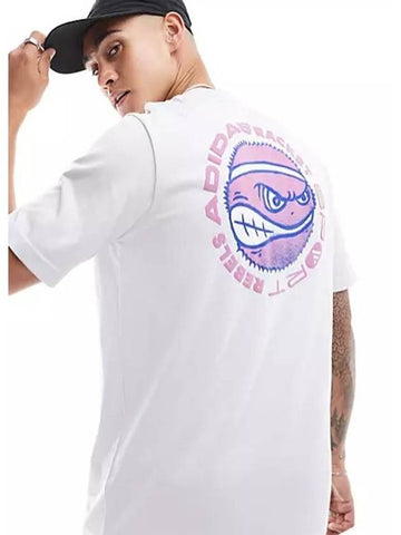 short sleeve t shirt gray pink graphic - ADIDAS - BALAAN 1