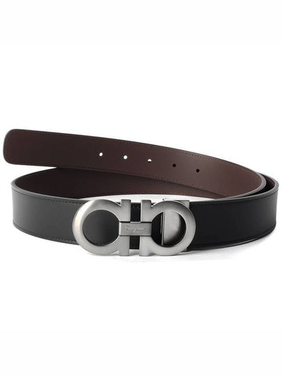 Reversible Gancini Leather Belt Black Brown - SALVATORE FERRAGAMO - BALAAN 2