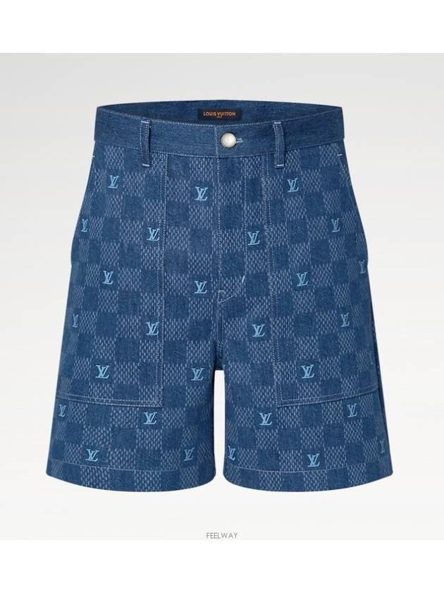 1AFVO5 Embroidered Damier Denim Shorts - LOUIS VUITTON - BALAAN 1