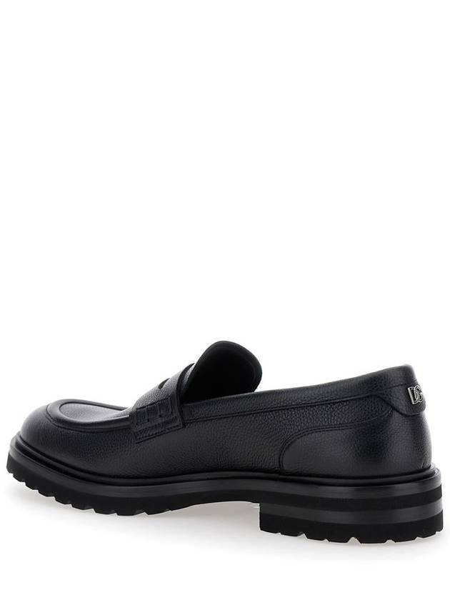 'Altavilla' Black Loafers With Dg Logo On The Heel In Brushed Leather Man - DOLCE&GABBANA - BALAAN 3