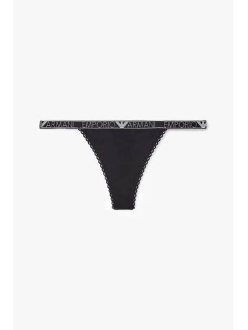 UNDERWEAR Women s Flower Embroidery Lace Thong Black - EMPORIO ARMANI - BALAAN 1