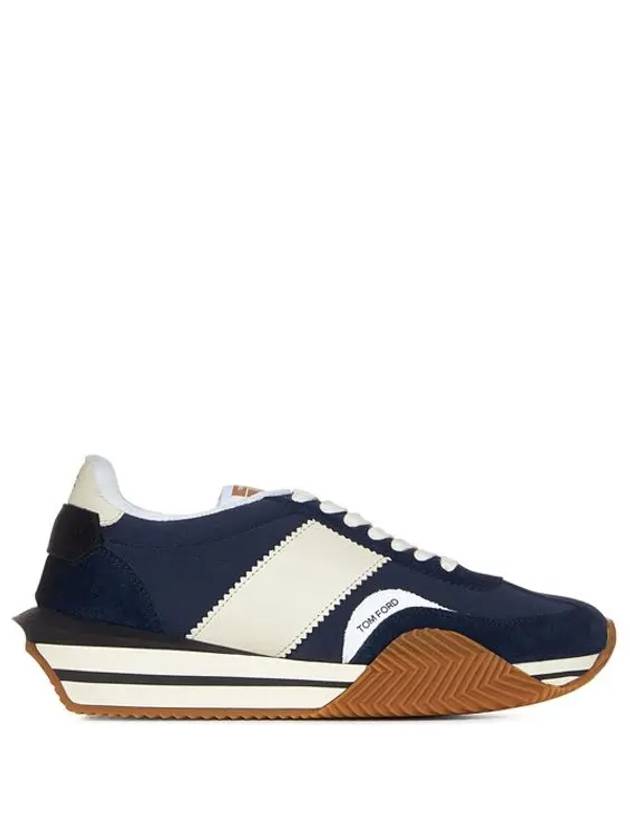 Logo James Panel Low Top Sneakers Navy - TOM FORD - BALAAN 3