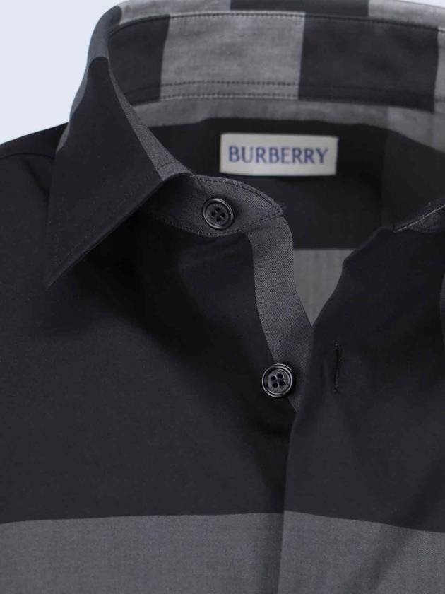 Check Pattern Chest Pocket Long Sleeve Shirt Black - BURBERRY - BALAAN 6