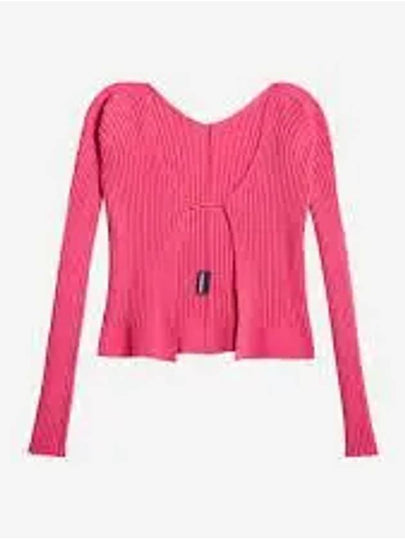 La Maille Pralu Longue Micro Charm Logo Cardigan Light Pink - JACQUEMUS - BALAAN 2