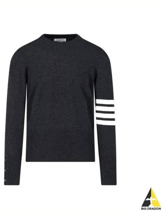 Diagonal Classic Cashmere Knit Top Dark Grey - THOM BROWNE - BALAAN 2